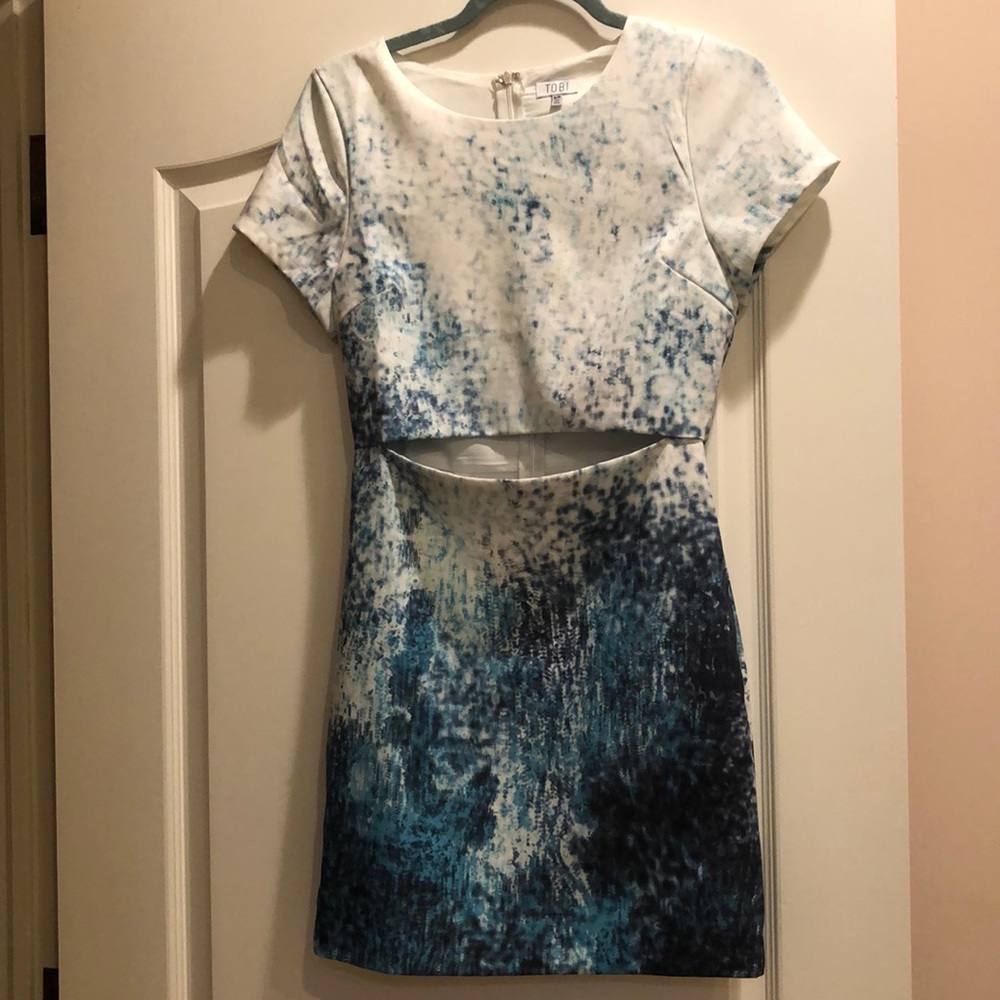 Blue and white cocktail dress
